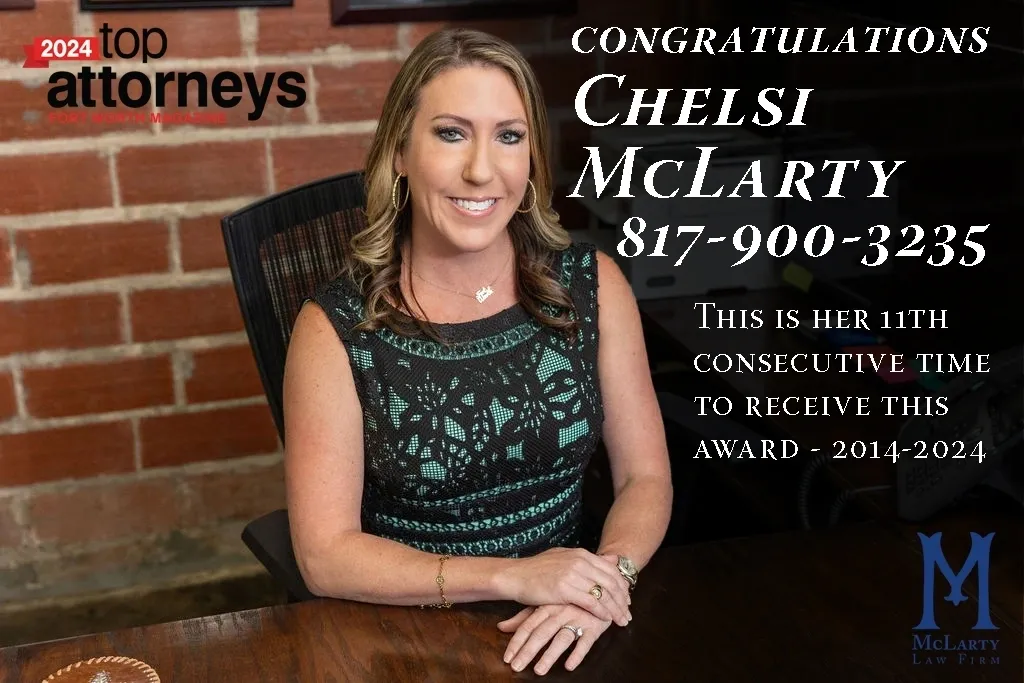 Criminal defense attorney Chelsi McLarty receiving the 2024 Fort Worth Magazine Top attorney award